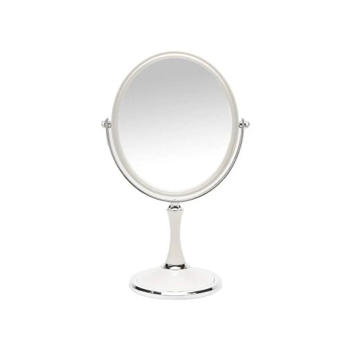 YEAKE Vintage Table Mirror with Stand 8-inch Double Sided Swivel 1X/3X Magnification Desk Mirror with Silver Style 13 Inch Height Standing Tabletop Makeup Vanity Mirror ( Oval )