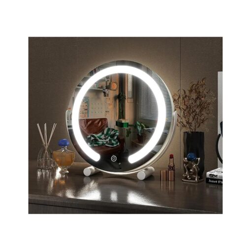 Vierose 13 Inch Vanity Mirror with Lights, LED Makeup Mirror for Bedroom Makeup, Light up Mirror Smart Touch Control 3 Colors Dimmable, 360 Rotation ( White )