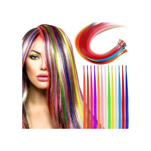 130 Pieces Feather Hair Extensions Women Synthetic Fiber I Tip Hair Extensions Colored Straight Hair Strand Colored Party for Teens Girls, 13 Colors