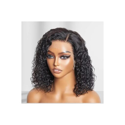 KADOYEE HD Transparent Deep Wave Lace Front Wigs 13X4 Deep Wave Bob Lace Wig Pre Plucked Brazilian Virgin Glueless Human Hair Wig for Black Women Natural Color 150 % Density 12 Inch