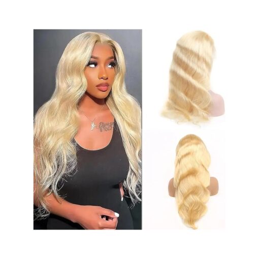 ELISHEVA 613 Blonde Lace Front Wig Human Hair Deep Wave Frontal Wig 13x4 HD 613 Lace Front Wig 10A Grade Brizilian Virgin Hair Pre Plucked with Baby Hair 150 Density ( 36 inch, 613 body wave wig )