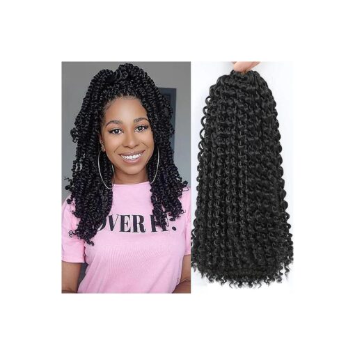 Passion Twist Hair 14 Inch 8 Packs Passion Twists Crochet Hair Water Wave Crochet Braiding Hair For Faux Locs, Crochet Braids Bohemian Synthetic Hair Extensions ( 14 Inch,8 Packs,1B )