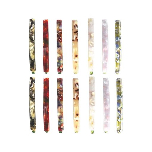 MIAO JIN 14 Pcs Hair Clips Bobby pins Acetate Barrettes Hair Accessories Fashion Geometric Bobby Hair Clips ( 7 Design )