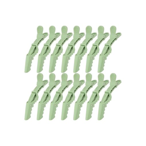 Ondder 14 Pcs Green Alligator Hair Clips for Styling Sectioning Larger Salon Pro Hair Clips for Barber Coloring Cutting Big Alligator Salon Clips for Hair Styling Accessories for Women Men