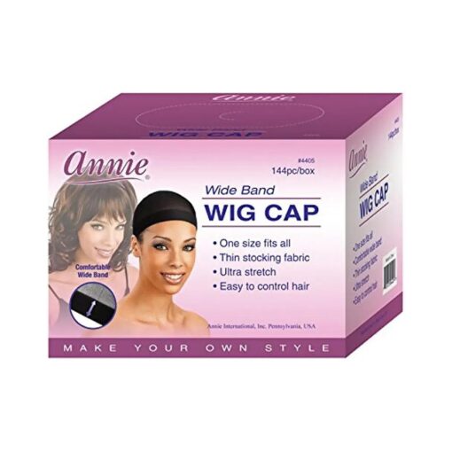 Annie Wide Band Wig Cap, Black, 144 Count