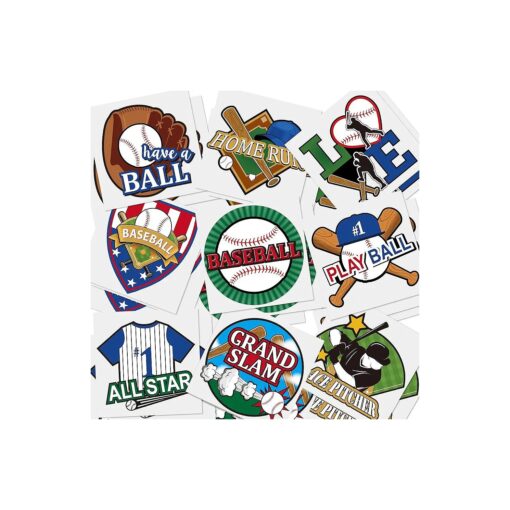 144 Pieces Baseball Temporary Tattoos Baseball Softball Sport Themed Waterproof Temporary Tattoos Stickers Birthday Party Decoration Supplies for Kids Adults Sporting Fans 9 Styles