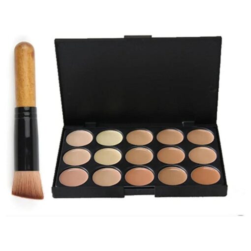 15 Colors Cream Contour Face Concealer Palette, FantasyDay Long Lasting Full Hydrating Coverage Conceals Corrects Foundation Camouflage Makeup Set for Correcting Dark Circles Acne Blemish + 1 Brush