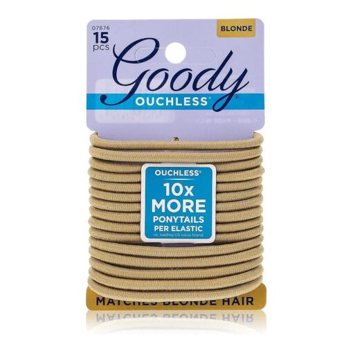 GOODY Ouchless Braided Elastics, 4 mm, Blonde, 15 Count