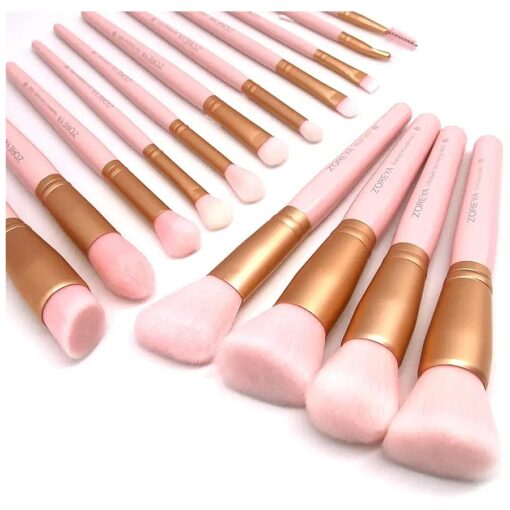 Makeup Brushes 15Pcs Makeup Brush Set Premium Synthetic Kabuki Brush Cosmetics Foundation Concealers Powder Blush Blending Face Eye Shadows Brush Set ( Pink )