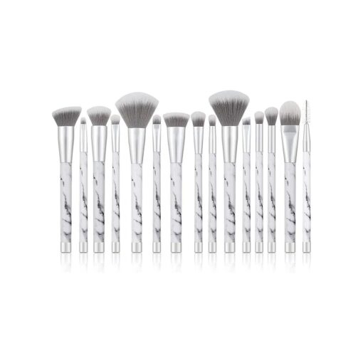 Marble Makeup Brushes 15 Pieces Makeup Brush Set Premium Face Eyeliner Blush Contour Foundation Cosmetic Brushes for Powder Liquid Cream ...