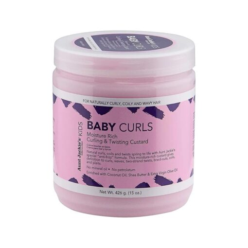 Aunt Jackie 's Kids Baby Curls, Moisture Rich Curling and Twisting Custard for Naturally Curly, Coily and Wavy Hair, 15 oz