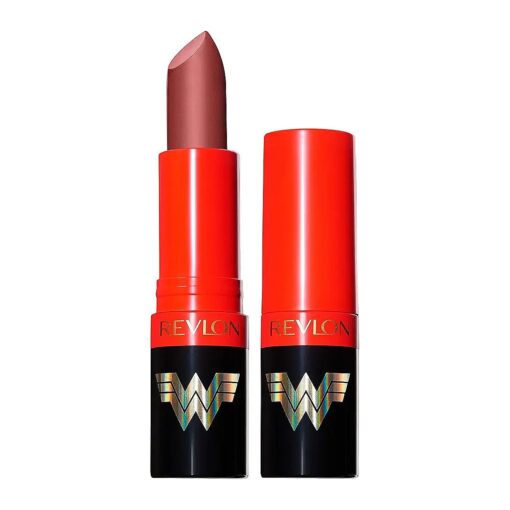 Revlon x WW84 Wonder Woman Super Lustrous Lipstick with Vitamin E and Avocado Oil, Matte Lipstick in Nude, 003, 0.15 oz