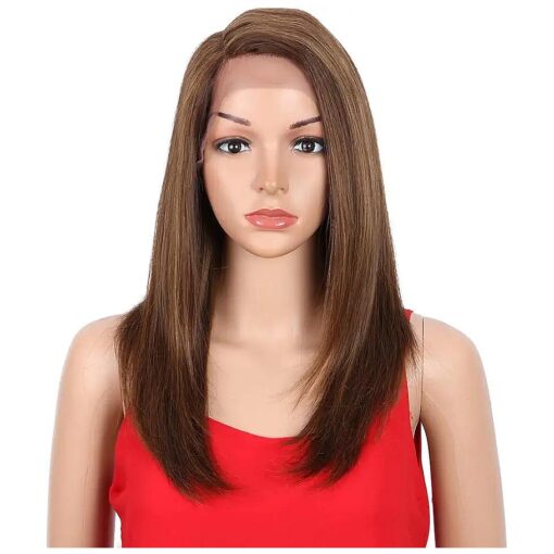 Spotlight Wigs Ombre Brown Straight Lace Front Wigs Human Hair with Baby Hair for Black Women 18 inch 150 % Density Ombre Brown Straight Human Hair Wigs ( P4/30 Color )