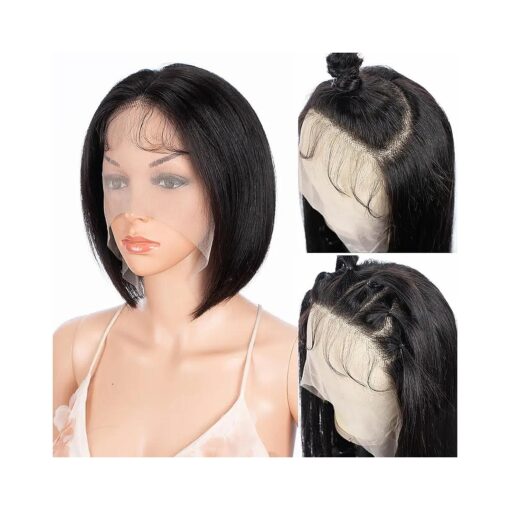 Style Icon 13 x 4 Short Bob Wig 8" Straight Lace Frontal Wigs Human Hair Free Part 3D Lace Frontal Wigs for Women 100 % Unprocessed Human Hair Wigs with Baby Hair 150 % Density ( BOB 8 INCHES, NATURAL )