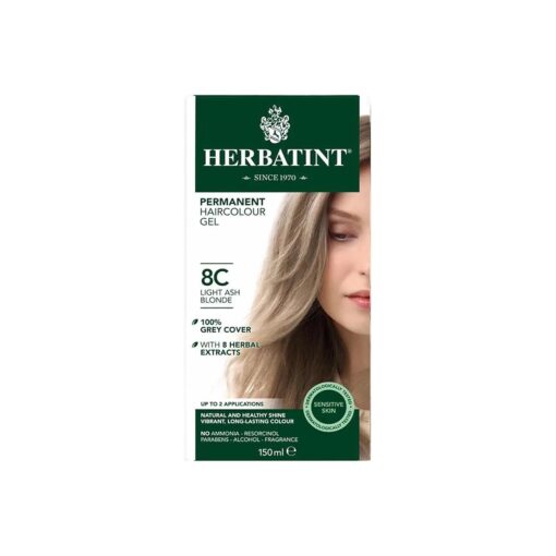 150 ml Number 8C Light Ash Blonde Permanent Herbal Hair Colour Gel by Herbatint