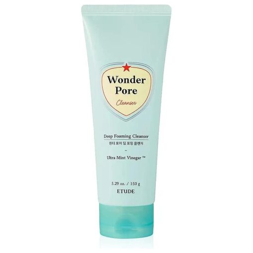 ETUDE Wonder Pore Cleanser 150g ( 5 fl, Oz ) 21AD | Kbeauty | Deep Foam Cleanser for Sensitive Skin to Balance Sebum Level, Clean Dirt and Impurities in Pores | Ultra Mint Vinegar for a Fresh Finish