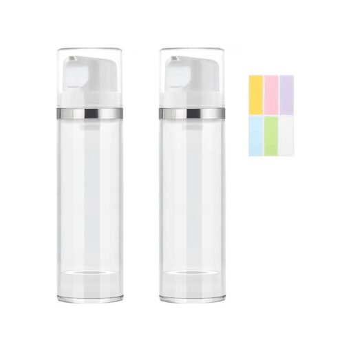 Airless Pump Bottle Refillable Travel Containers 150 ml/5.3 oz ( Clear, 2 Pack )