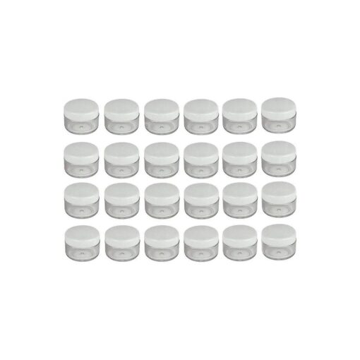 XINGZI 24PCS 15ml 0.5oz Refillable Clear Empty Plastic Cosmetic Containers Jars with White Plastic Screw Cap Lid for Lotions Creams Nail Powder Eye Shadow Plastic Storage Containers for Domestic Use