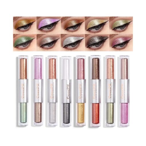 evpct 16 Colors Liquid Glitter Shimmer Metallic Eyeshadow Set Glitter Sparkle Colorful Liquid Eyeliner Makeup Set delineador pupilentes de ojos contra el agua sombras colores para ojos con brillo