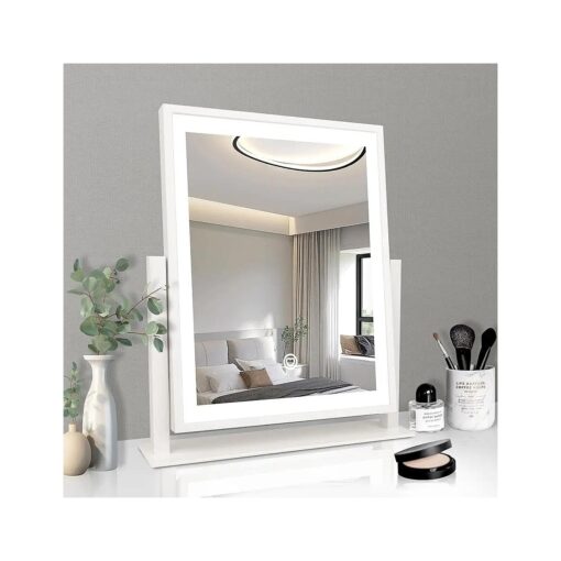 Classic Lighted Vanity Mirror 16in Makeup Mirror with Dimmable White Tabletop Mount Home Mirror with Dimmable LED Lights Thanksgiving Wedding Birthday Gift Touch Control, and 360 Rotation