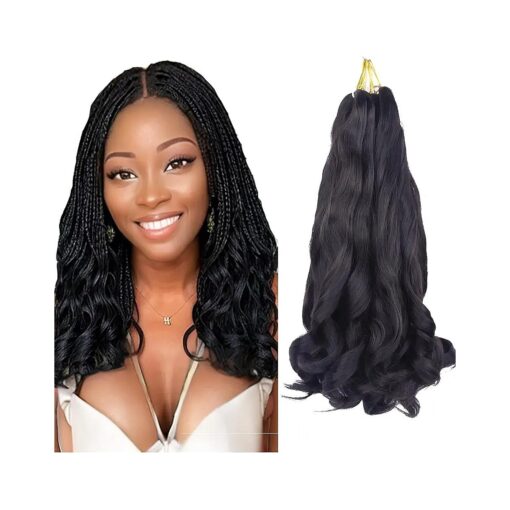 French Curl Crochet Braids Hair 16 Inch 7 Packs French Curly Braiding Spanish Curly Pre Stretched Bouncy Braiding French Curly Braiding Hair With Curly Wavy Ends Synthetic Hair Extensions