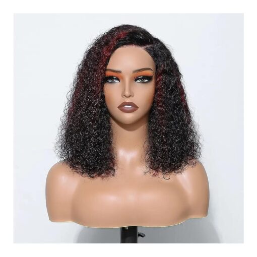 Wear and Go Glueless Wig Human Hair Pre Plucked 1B/99J Highlight Water Wave Bob Wig Human Hair Pre Cut Lace for Beginners 4x4 Closure Wig Human Hair for Women 16 Inch