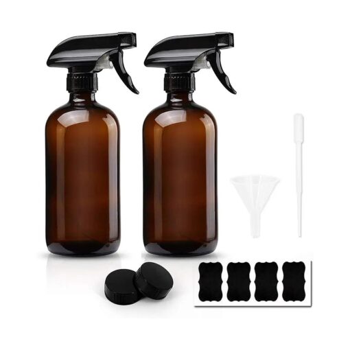 Cosywell Amber Glass Spray Bottles 16oz Boston Glass Spray Bottles for Cleaning Solutions and Essential Oils with Funnel Lables Cleaning Products Aromatherapy Lotions Liquid Soaps