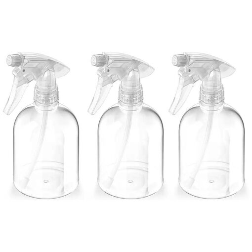 Bar5F Empty Clear Spray Bottle Adjustable Head Sprayer from Fine to Stream, Natural, 16 Oz, Pack of 3