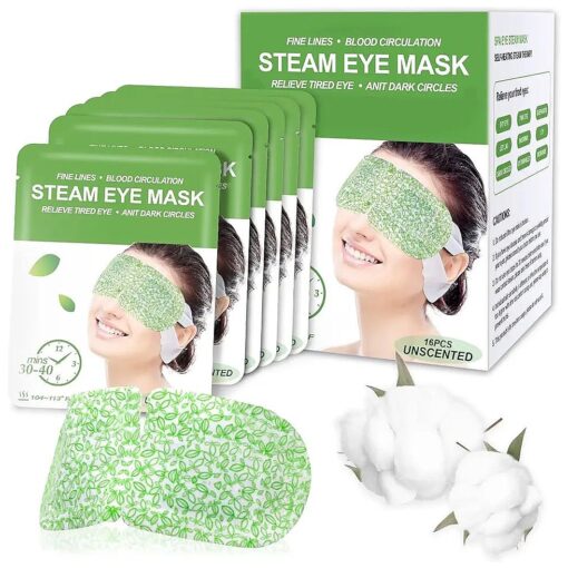 16 Packs Steam Eye Masks for Dry Eyes, Spa Warm Eye Mask, Heated Eye Mask Reduce Puffiness & Dark Circles, Hydrate & Soothe Tired Eyes, Travel Essentials, Business Trip, Party Favors, Unscented