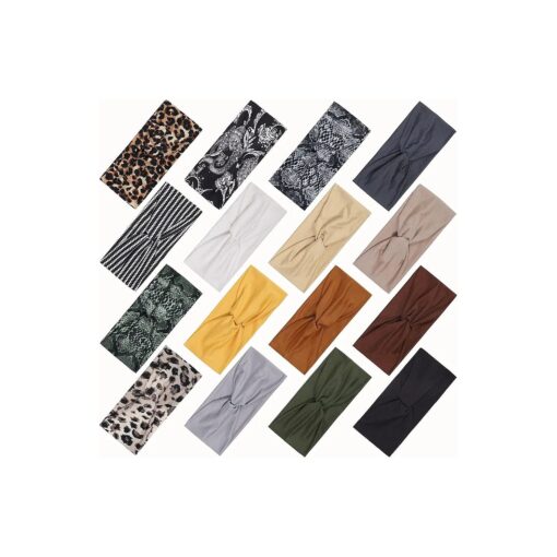 16 Piece Headbands Set for Women with Various Print and Solid Colors