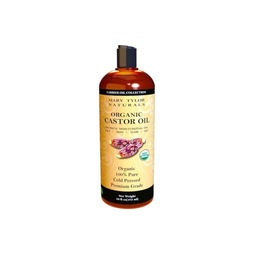 Mary Tylor Naturals Organic Castor Oil 16 oz -- USDA Certified Cold Pressed, Hexane Free, 100 % Pure and Natural