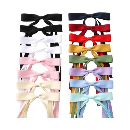 16 PCS Hair Bows for Women, Hair Ribbon Hair Bows With Long Tail, Hair Bow Clips Hair Barrettes for Women Accessories