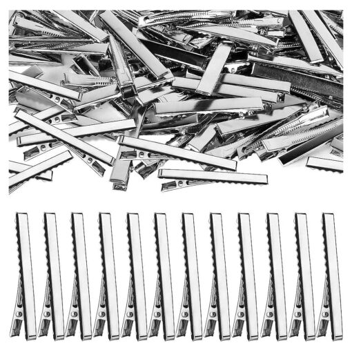 YGDZ Alligator Hair Clips, 120pcs 2.17 Inch Silver Hair Clips Single Prong Flat Metal Hair Bow Alligator Clips for Bows Making Crafts ( 5.5cm )