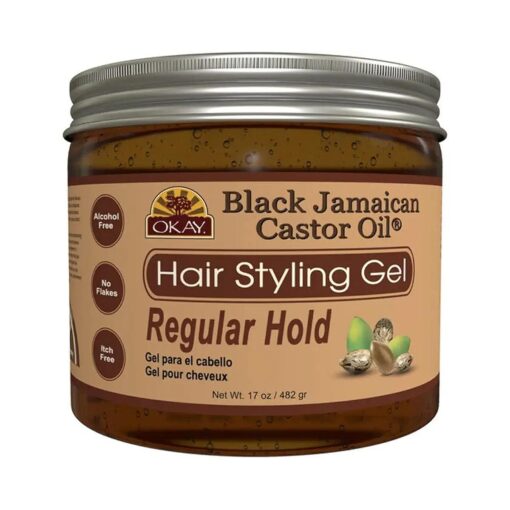 OKAY BLACK JAMAICAN HAIR STYLING GEL, REGULAR HOLD 17OZ