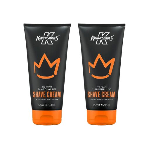 King of Shaves 2-in-1 No Foam Shaving Cream & Daily Moisturising Face Cream for Men 175ml TWIN PACK