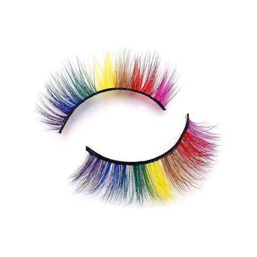 17 mm 3D Mink Rainbow Lashes, Colored Eyelashes, Lashes with Color Cat Eye Lashes 1 Pair for New Year Cosplay Party Stage Everyday Eye Makeup