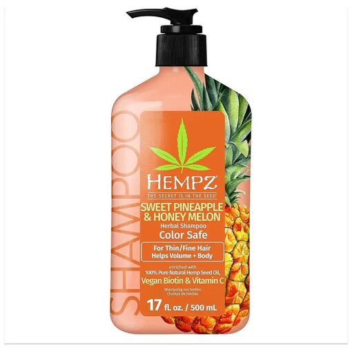 HEMPZ Biotin Shampoo - Sweet Pineapple & Honey Melon - For Thin/Fine Hair Growth & Strengthening of Dry, Damaged and Color Treated Hair, Hydrating, Softening, Moisturizing - 17 Fl OZ