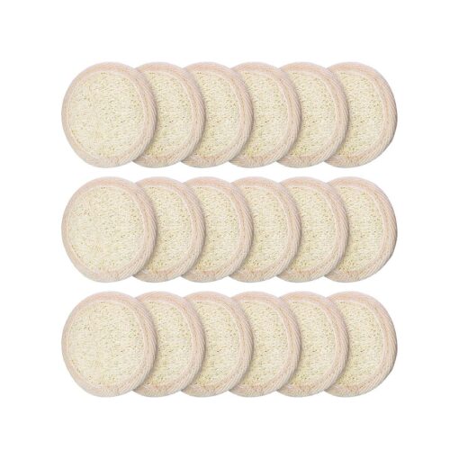 18 Packs Exfoliating Loofah Sponge Pads Mini Facial Body Bath Shower Loofah Sponge Pad Natural Exfoliating Scrubber Brush for Men Women