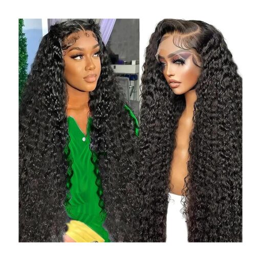 Water Wave Lace Front Wigs Human Hair,13x4 HD Lace Frontal Wigs Human Hair 150 % Density Deep Wave Wigs, Wet and Wavy Human Hair Lace Front Wigs Pre Plucked with Baby Hair for Women ( 18 inch )