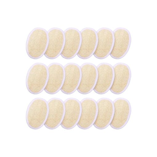 18 Packs Exfoliating Loofah Sponge Pads Facial Body Bath Shower Loofah Sponge Pad Natural Exfoliating Scrubber Brush for Men Women