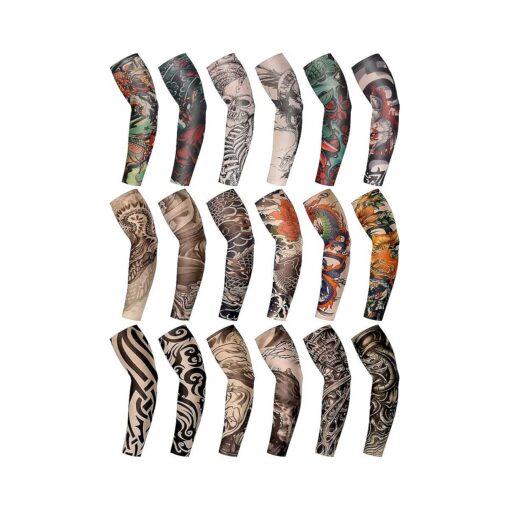 Geyoga 18 Pcs Tattoo Sleeves for Men Arm Sleeves Temporary Tattoo Sleeves Set Arts Fake Tattoo for Women to Cover Arms