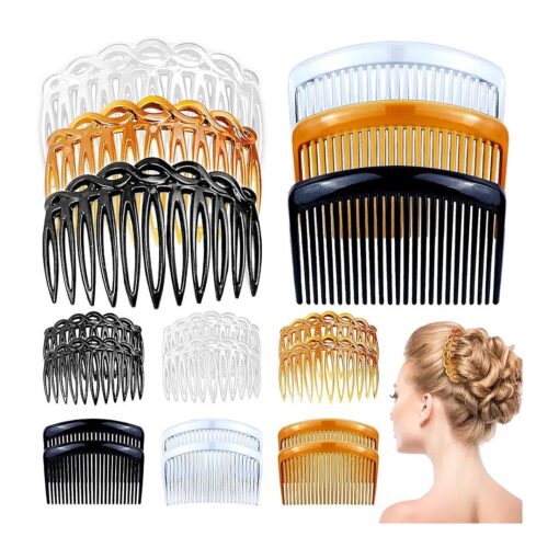 18 Pieces French Side Hair Twist Comb Set Plastic Twist Comb Hair Clip 11/25 Teeth Combs for Multiple Hairstyles Girls Women Hair Accessories ( Black, Transparent, Brown )