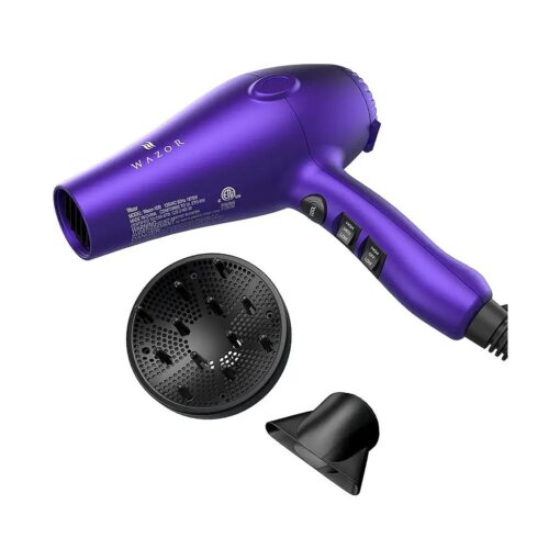 Purple Professional Light Weight Hair Dryer 1875W Tourmaline Ceramic Negative Ionic Blow Dryer with Diffuser & Concentrator & Comb