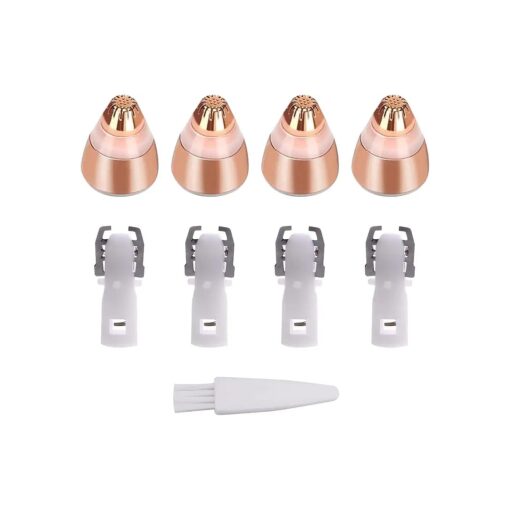 4 Pack Flavless Replacement Head, Facial Hair Removal Tool for Women Smooth Finishing, With Cleaning Brush ( Rose Gold )