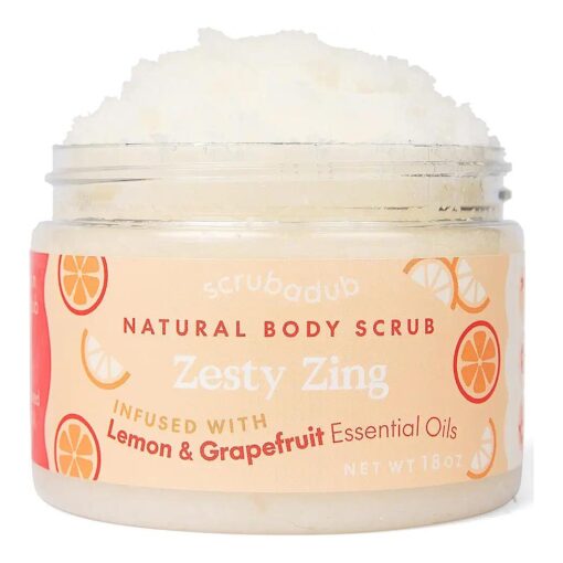 18oz Natural Sea Salt Body Scrub Lemon Grapefruit | Exfoliating Body Scrub Made in USA | Perfect Butt Legs Arms Hand Body Exfoliator Scrub | Vegan Cruelty Free & Natural Skincare