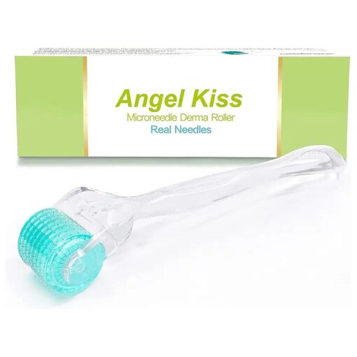 Angel Kiss Derma Roller REAL NEEDLE - 0.3mm Microneedling Roller for Face Body, 192 Individual Stainless Steel Needles, Face Microdermabrasion Roller for Men and Women