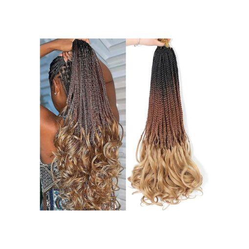 French Curl Crochet Braids Hair-Boho Goddess Box Braids Crochet Hair Pre Looped French Curly Braiding Hair Crochet Box Braids Hair for Black Women ( 18 ( 8Packs ), 1B/30/27 # ) ...