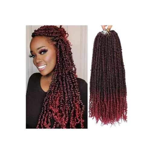 Passion Twist Crochet Hair 18 Inch Passion Twist Hair for Black Women 8 Packs Pre-twisted Water Wave Crochet Hair Long Bohemian Spring Twist Hair Crochet Braids Hair Extensions ( 1B/BG )