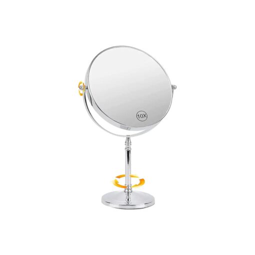 Makeup Mirror 8" Magnifying Mirror 1/10X Magnification, Large Table top Double-Sided Swivel Vanity Mirror Chrome Finish