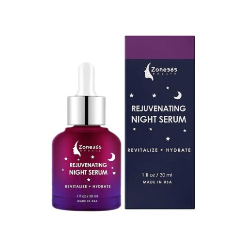 Advanced Night Facial Serum for Skin Care with Hyaluronic Acid Vitamin E and Witch Hazel, 1fl oz to Reduce Wrinkles and Imperfections